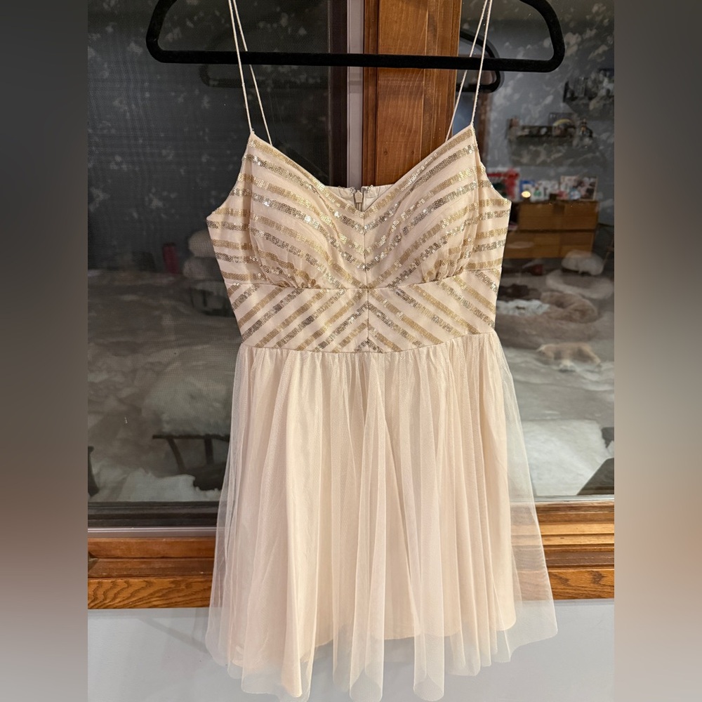 Aiden Cream and Gold Sequin Dress